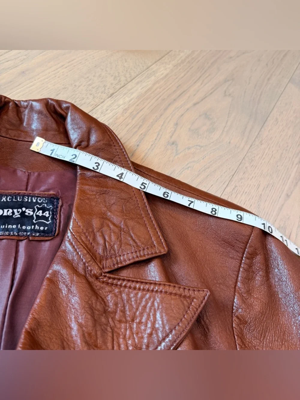 Vintage Tony’s Genuine Brown Leather Jacket Made in Mexico 70s Wide Lapel Unisex
